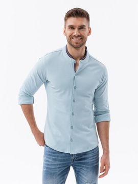 Pánska košeľa s dlhým rukávom K542 modrá L