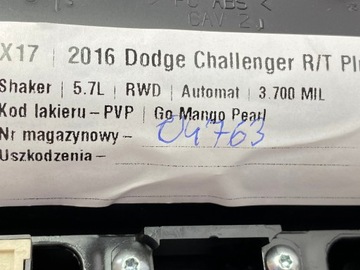 LAMPA POLSTROVÁNÍ DODGE CHALLENGER 2015+ USA
