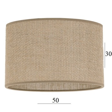 ABAŻUR duży walec do lampy 6W juta 50/30 E27 Klosz z materiału jutowego