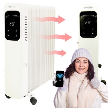 Grzejnik elektryczny olejowy kaloryfer INZENI 2500W WiFi 3 tryby pracy
