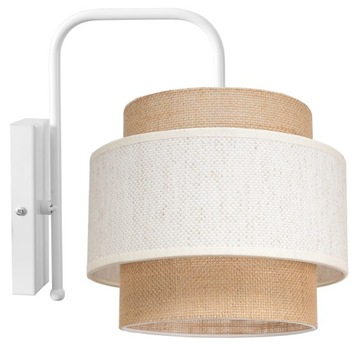 LAMPA KINKIET ŚCIENNY NOWOCZESNY ABAŻUR JUTA BOHO LOFT BEŻ LED