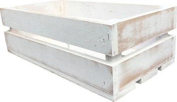 SKRZYNKA DREWNIANA POJEMNIK BIAŁA SZKATUŁKA KUFER