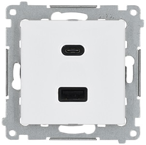 SIMON 54 Ładowarka Quick Charge USB A+C 3A DEC2CAQ.01/11 biała