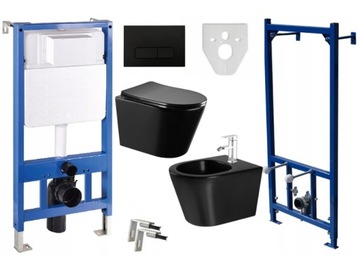 MEXEN RICO STELAŻ MISKA WC CZARNA MAT DESKA BIDET