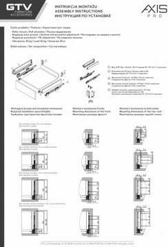 Ящик AXIS PRO L-400 мм H86 Низкий GTV белый A1 БЕСШУМНОЕ ЗАКРЫТИЕ ПОЛНАЯ ВЫВОДА