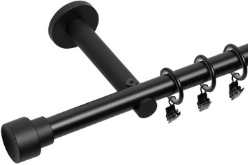 KARNISZ POJEDYNCZY 120 CM 19 MM CZARNY MAT BIAŁY MAT WYBÓR ZAKOŃCZEŃ RENA