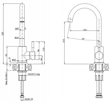 ZLEWOZMYWAK STALOWY ROYAL GŁADKI MATOWY WPUSZCZANY BATERIA KOSZYK