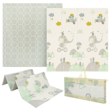 Primabobo Oboustranná skládací Pěnová Podložka 150x180 pro děti, šedá, Slon
