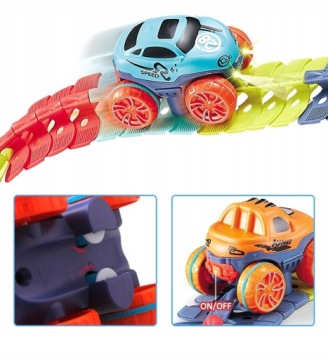 ГИБКАЯ ГОНОЧНАЯ ТРАССА СМЕНЯЕМАЯ ТРЕК 195 EL ДЛИННОЙ 400 СМ + АВТОМОБИЛЬ С LED-подсветкой