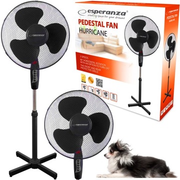 WIATRAK STOJACY PODŁOGOWY wentylator DO DOMU CICHY WENTYLATOR czarny