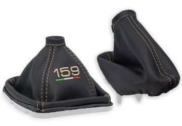 ALFA ROMEO 159 2004-2011 КОМПЛЕКТ СИЛЬЧКОВ ЧЕРНАЯ КОЖА КРЕМОВЫЙ ФЛАГ С ВЫШИВКОЙ