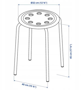 Табурет ИКЕА МАРИУС черный 45см