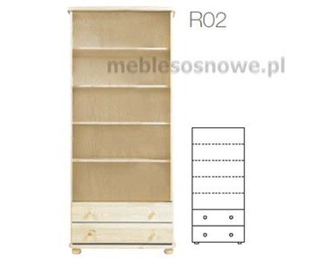 Regał 85x190x42 2 szuflady R2 sosna drewno głęboki