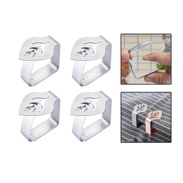 4x зажим для скатерти Настольный зажим для скатерти из нержавеющей стали, сусальное серебро