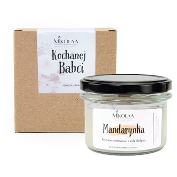 Dzień Babci Świeczka Świąteczna Świeczka Zapachowa Sojowa Mandarynka 235 ml