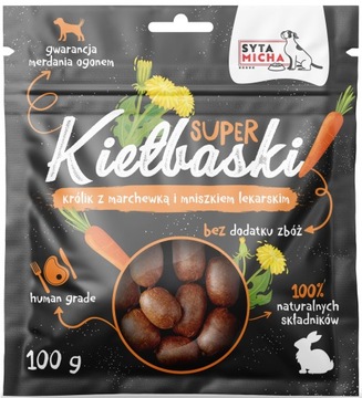 SYTA MICHA Kiełbaski z Królikiem i Marchewką 100g Smakowity Przysmak psa