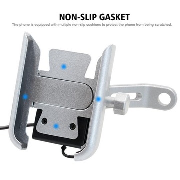 Solidny uchwyt CNC z USB do telefonu/GPS na lusterko motocykla.