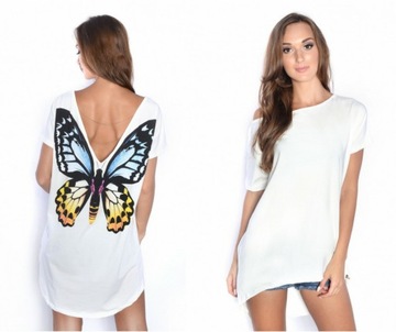 Luźna tunika z motylem oversize, print S/M