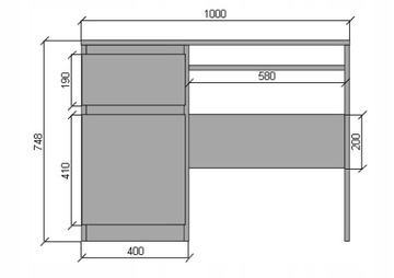 Biurko czarne, fronty białe 100x50 cm KOMA II