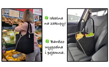 Torba na zakupy Shopper ekologiczna filcowa - szara/antracytowa lamówka