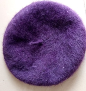 BERET z antenką angora fioletowy