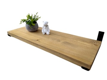 PÓŁKA ŚCIENNA WISZĄCA METALOWA 60x25CM DREWNO