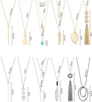 12 Pieces Long Pendant Necklace Set