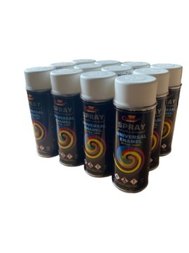 FARBA 12 szt SPRAY EMALIA LAKIER 400ml RAL 9010 MAT BIAŁA