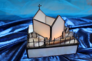 Витражный подсвечник темное кладбище Хэллоуин b2