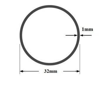Труба стальная, диаметр 32мм х 1мм, длина 1м.