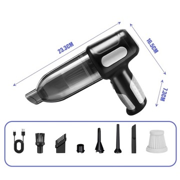 БЕСПРОВОДНОЙ АВТОПЫЛЕСОС, РУЧНОЙ, ПОРТАТИВНЫЙ, МОЩНЫЙ, 60 Вт, НАКОНЕЧНИКИ