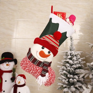 Подарочный пакет, рождественские чулки, старик, снеговик, узор