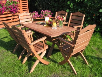 Набор деревянных садовых столов и стульев, 6 шт.