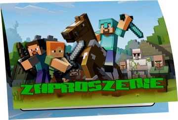 ZAPROSZENIA URODZINOWE MINECRAFT CREEPER 20x15cm