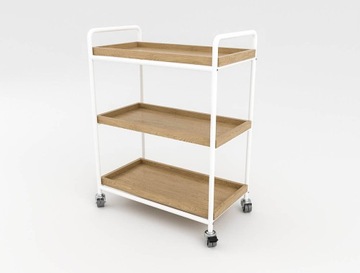 REGAŁ SKLEPOWY WYSTAWOWY Z RURKI NA KÓŁKACH LOFT INDUSTRIALNY DĄB 112CM