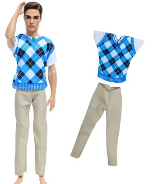MODNE UBRANIE SPODNIE I KOSZULA ZESTAW MĘSKI DLA LALKI 28-30 cm
