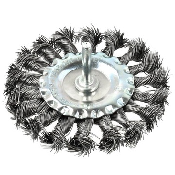 SZCZOTKA DRUCIANA TARCZOWA PLECIONA 100MM NA WIERTARKĘ DRUT STALOWY