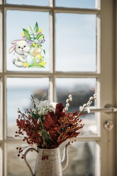 ПАСХАЛЬНЫЙ КРОЛИК-НАКЛЕЙКА - БЕЛЫЙ КРОЛИК-1