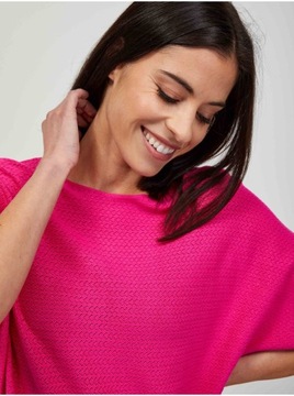 Ciemnoróżowy lekki wzorzysty sweter z krótkim rękawem ORSAY
