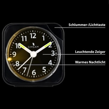 Аналоговый дорожный будильник без тикания, аналоговый будильник, аналоговый Черный
