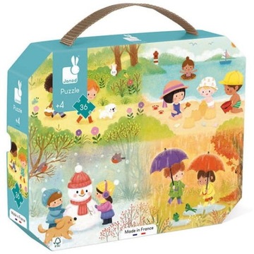 Janod Puzzle W Walizce Pory Roku 36 elementów 4+ Made in France