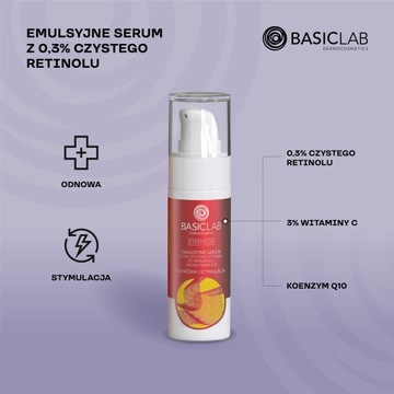 Антивозрастная сыворотка BasicLab с чистым ретинолом 0,3% для лица 30 мл