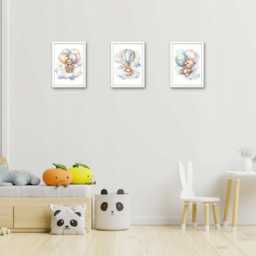 КАРТИНЫ ДЛЯ ДЕТСКИХ КОМНАТ ПОСТЕРЫ A3 ЖИВОТНЫЕ ПЛЮШЕВЫЕ МИШКИ НАБОР ПОСТЕРОВ