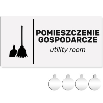 Tabliczka PCV POMIESZCZENIE GOSPODARCZE 10x20 Druk UV + przylepce | ENGLISH