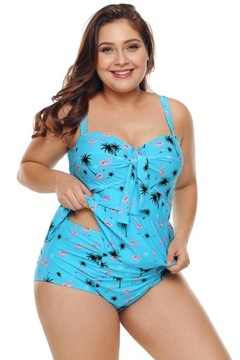 Bikini z baskinką, wysoki stan, plus size