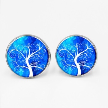 Charm Tree of Life Crown Time Glass Gem Cufflinks