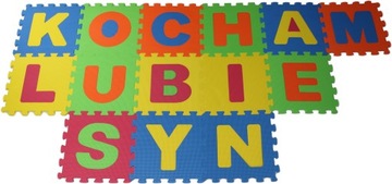 Ogromna Mata Edukacyjna Literki Cyferki Puzzle 86 elementów Alfabet Zamek