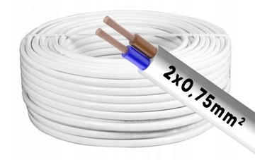 Przewód kabel OMY okrągły 2x0,75 biały krążek 100m