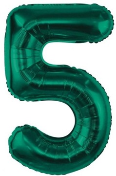 Balon Foliowy Cyfra 5 Butelkowa Zieleń Ozdoba Dekoracja na Urodziny 85 cm