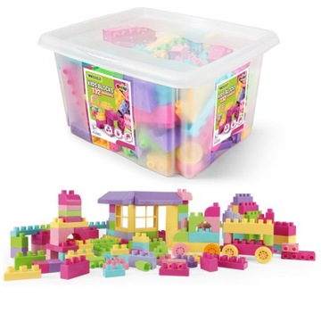 Wader 41280 Kids Blocks klocki w pojemniku 132 el. różowe